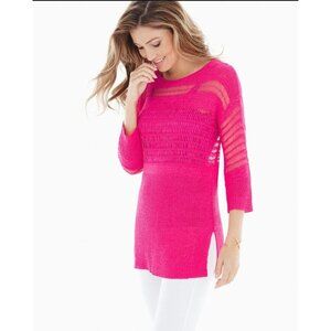 Miraclebody Dew Yarn Sweater XL Fuchsia Pink Open Weave Slimming Tank Top Lining
